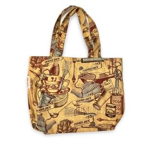 Trader Joe’s Canvas Tote Bag Vintage Kitchen Wares Graphic Reusable Shopping Bag